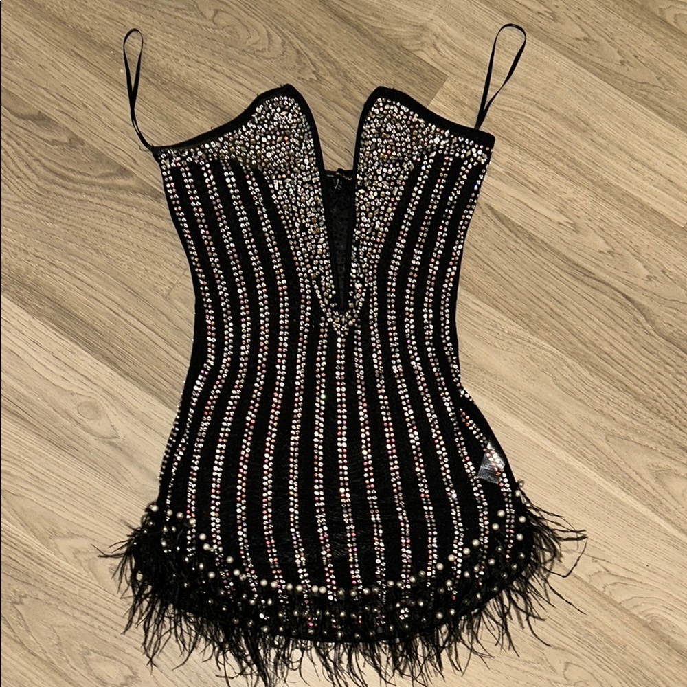 Fashion Nova Black and Silver Mini Dress